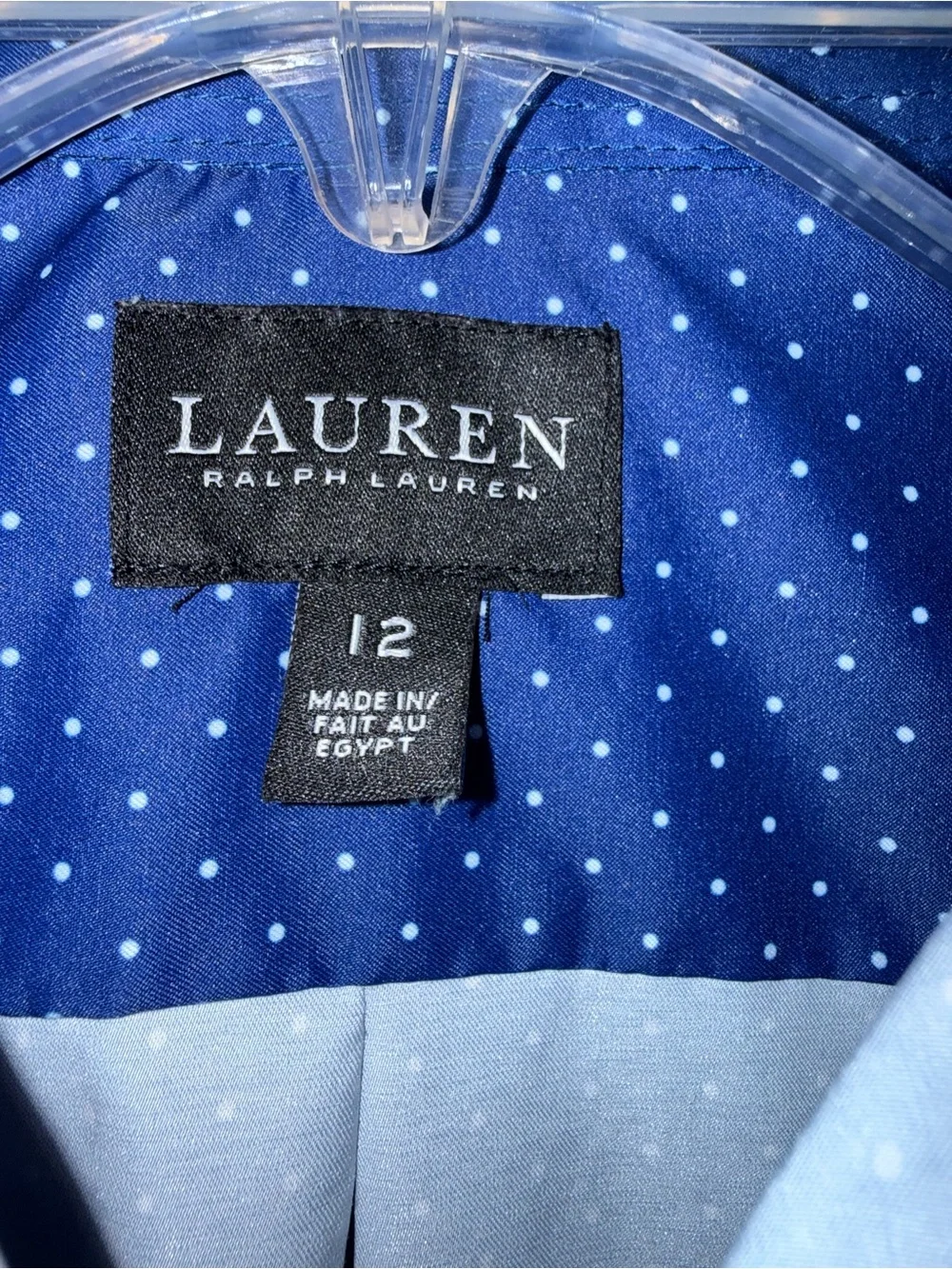 Lauren Ralph Lauren Blue Polka Dot Button Down Dress Shirt Boys Size 12